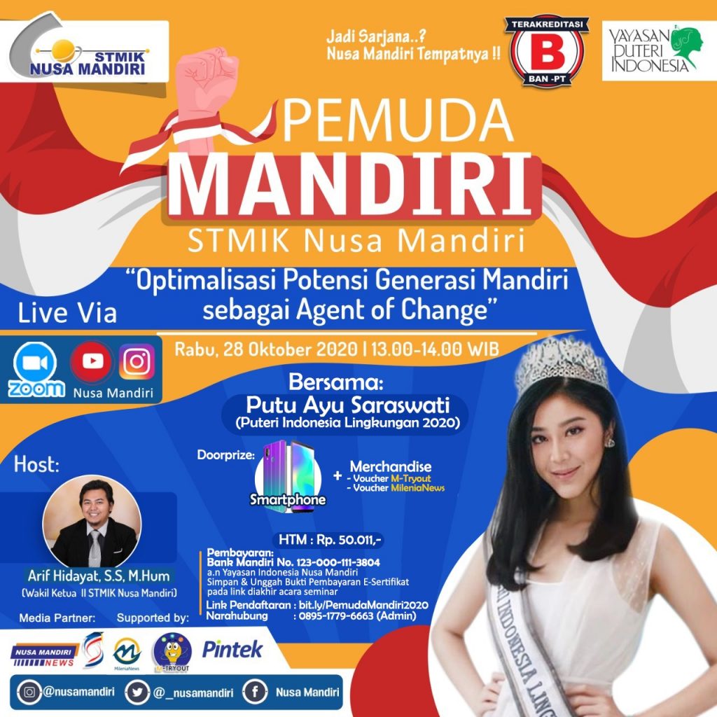 Puteri Indonesia Lingkungan 2020 Akan Hadir Dalam Webinar Pemuda Mandiri