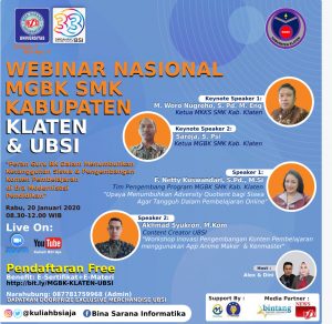 UBSI dan MGBK SMK Klaten Akan Gelar Webinar Nasional dan Workshop