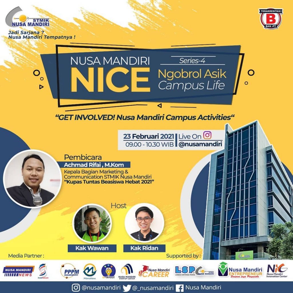 Nusa Mandiri Nice 2021 Kembali Hadir Dalam Membahas Beasiswa Hebat Nusa Mandiri