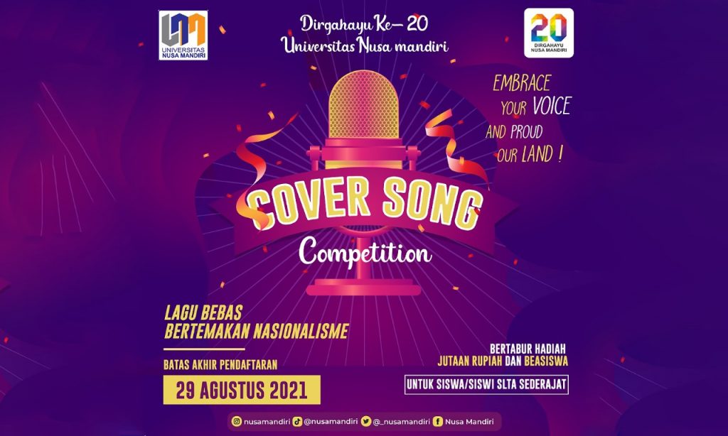 Universitas Nusa Mandiri Akan Gelar Cover Song Competition Untuk Sambut Sambut HUT Ke-20